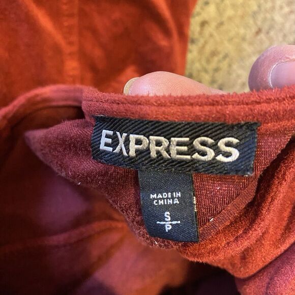 Y2K Express Red Sleeveless Faux Suede Dress Boho Fringe Detail Sz Small Western - Picture 4 of 7